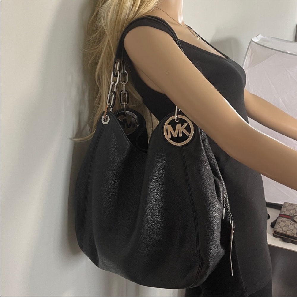 Michael Kors Fulton Large Black Leather Tote Shoulder Bag, BRAND NEW, NEVER USED